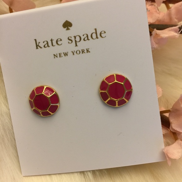 Kate Spade Pink & Gold Enamel Earrings ♠️ - Picture 5 of 5